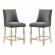 Furniture of America Weighton Fabric Counter Chairs in Ivory and Gray (Set of 2)
