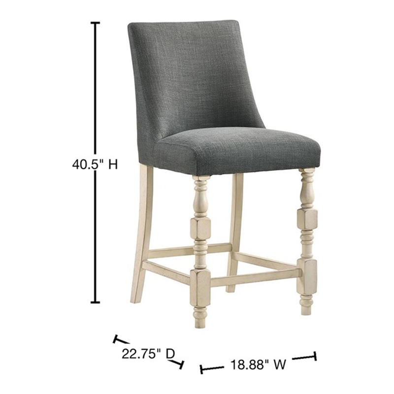 Furniture of America Weighton Fabric Counter Chairs in Ivory and Gray (Set of 2)