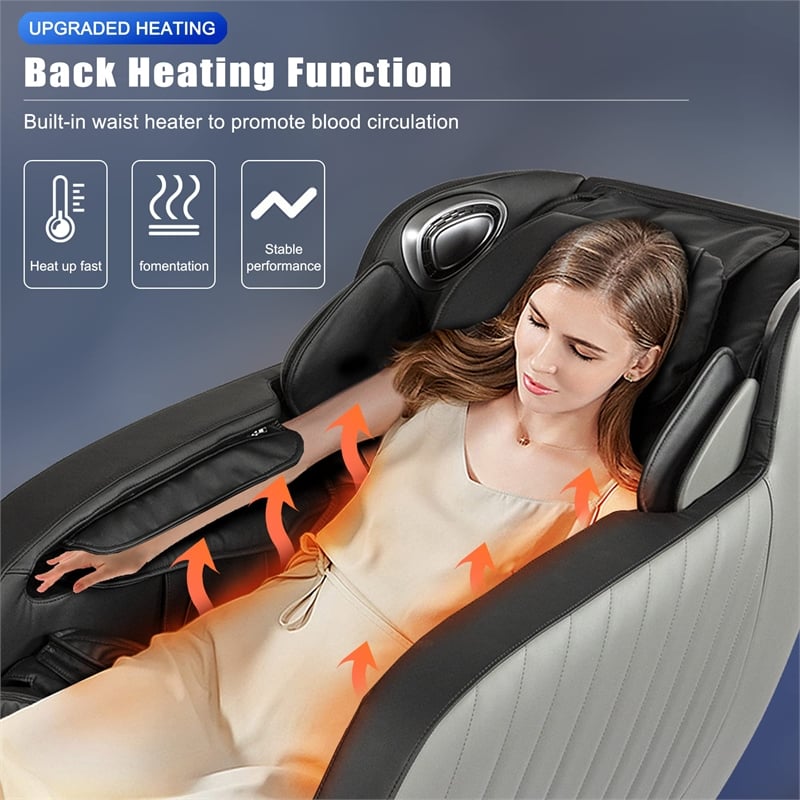 Koppla Black Faux Leather Zero Gravity Recliner 3D Programmable Massage Chair