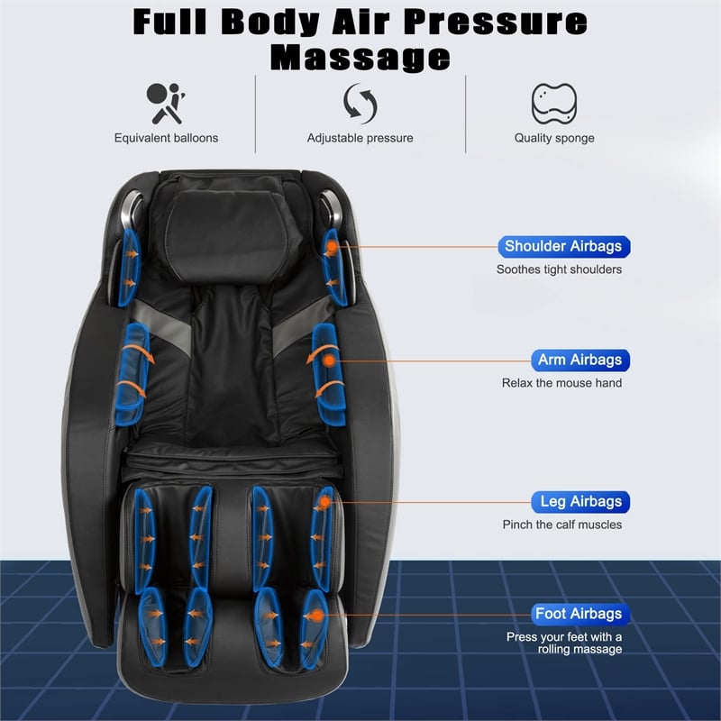 Koppla Black Faux Leather Zero Gravity Recliner 3D Programmable Massage Chair