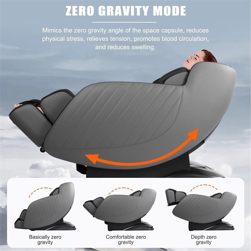 Koppla Black Faux Leather Zero Gravity Recliner 3D Programmable Massage Chair