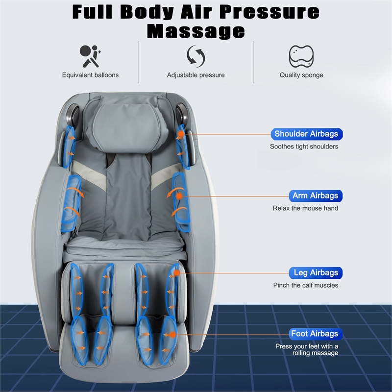 Koppla Blue Faux Leather Zero Gravity Recliner 3D Programmable Massage Chair