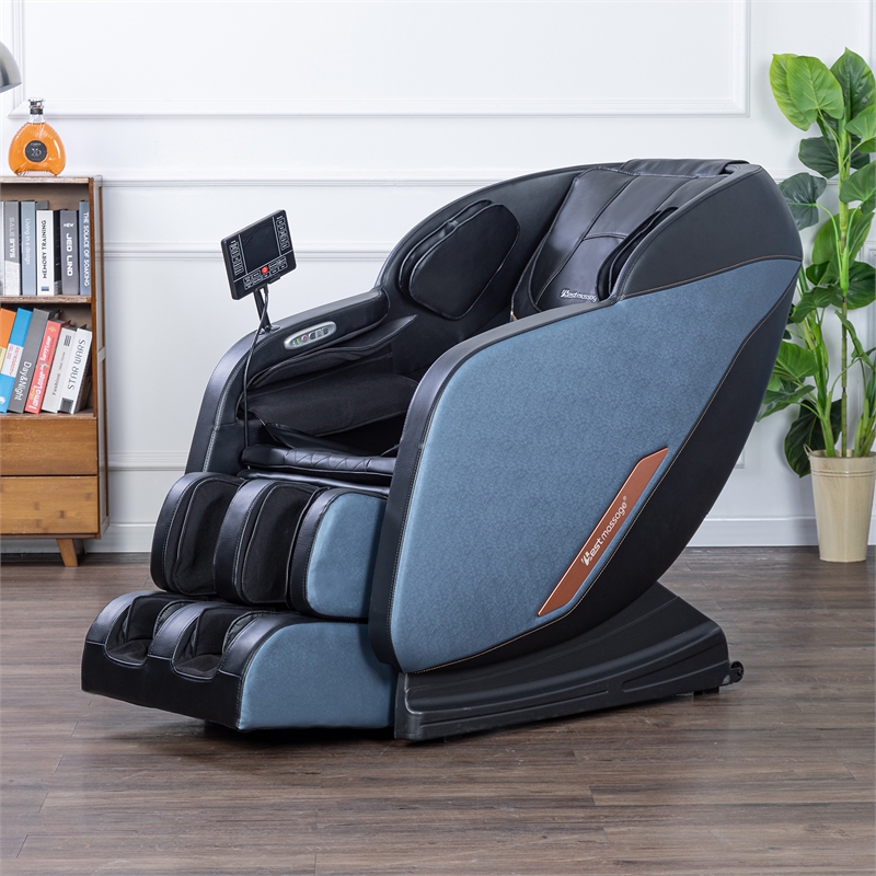 Rolig Black Faux Leather Modern Zero Gravity Recliner Programmable Massage Chair