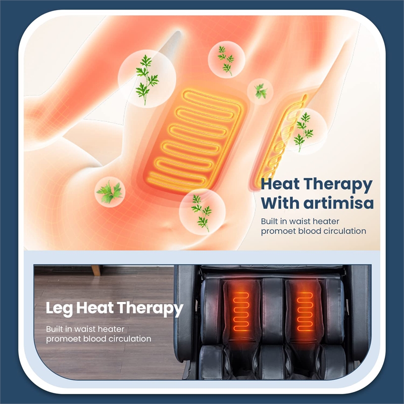 Rolig Black Faux Leather Modern Zero Gravity Recliner Programmable Massage Chair