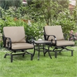 Furniture of America 3-Piece Metal & Polyester Fabric Bistro Set in Black/Brown