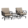 Furniture of America 3-Piece Metal & Polyester Fabric Bistro Set in Black/Brown