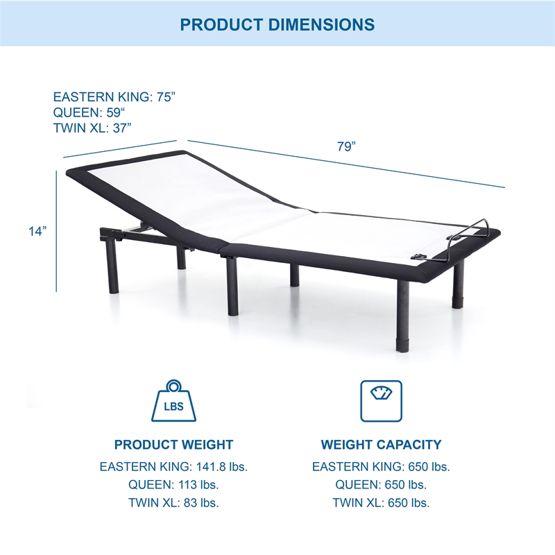 Furniture of America Virya Metal Black Single Motor King Adjustable Bed