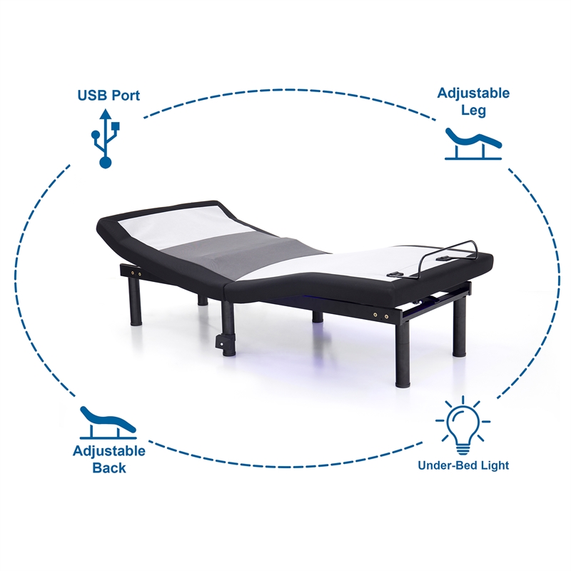 Furniture of America Virya Metal Black 3 Motor Twin XL Adjustable Bed