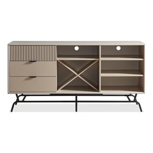 Furniture Of America Haft Wood Multi-Storage Buffet in Light Taupe and Black