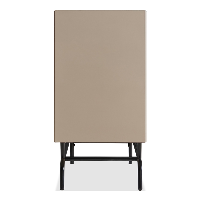 Furniture Of America Haft Wood Multi-Storage Buffet in Light Taupe and Black