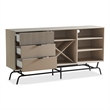 Furniture Of America Haft Wood Multi-Storage Buffet in Light Taupe and Black