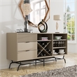 Furniture Of America Haft Wood Multi-Storage Buffet in Light Taupe and Black