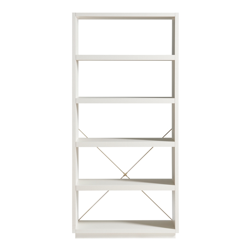 Furniture Of America Kunskap Wood 5 Open Shelves Bookcase in Cream Weave