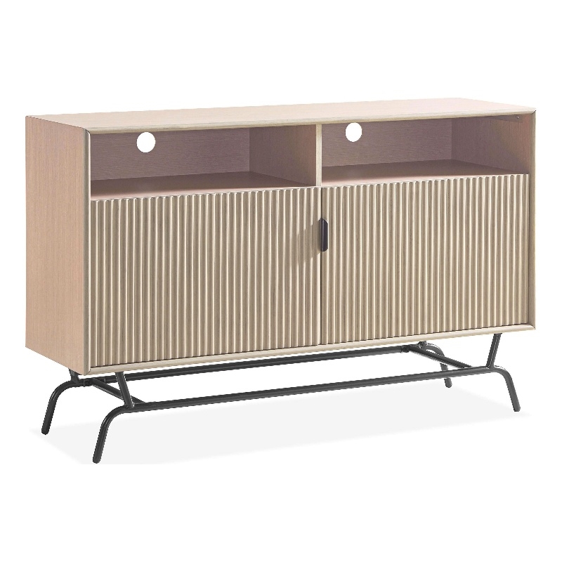 Furniture Of America Haft Wood Multi-Storage Console in Tanned Pink and Black