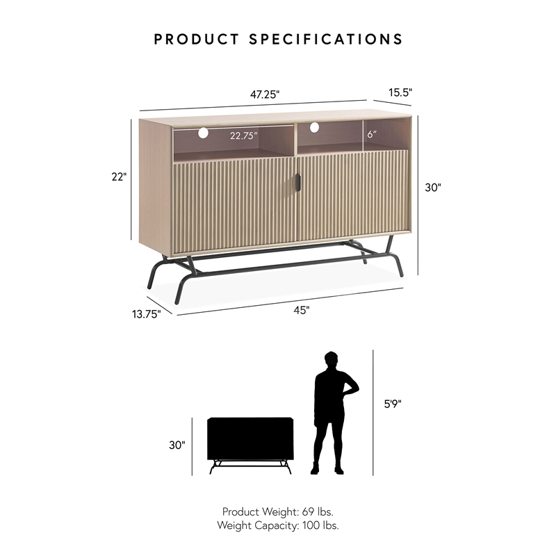 Furniture Of America Haft Wood Multi-Storage Console in Tanned Pink and Black