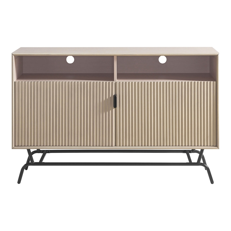 Furniture Of America Haft Wood Multi-Storage Console in Tanned Pink and Black