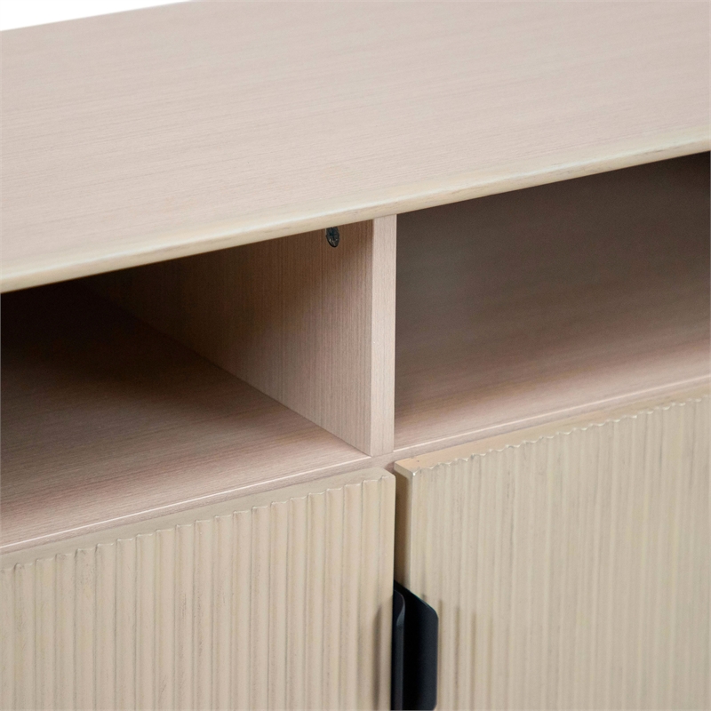 Furniture Of America Haft Wood Multi-Storage Console in Tanned Pink and Black