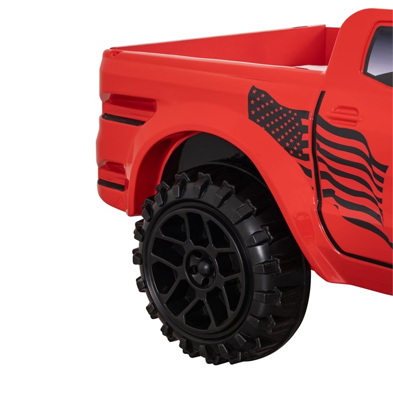 Furniture of America Spela Off-Road Truck Twin Wood Bed in Red