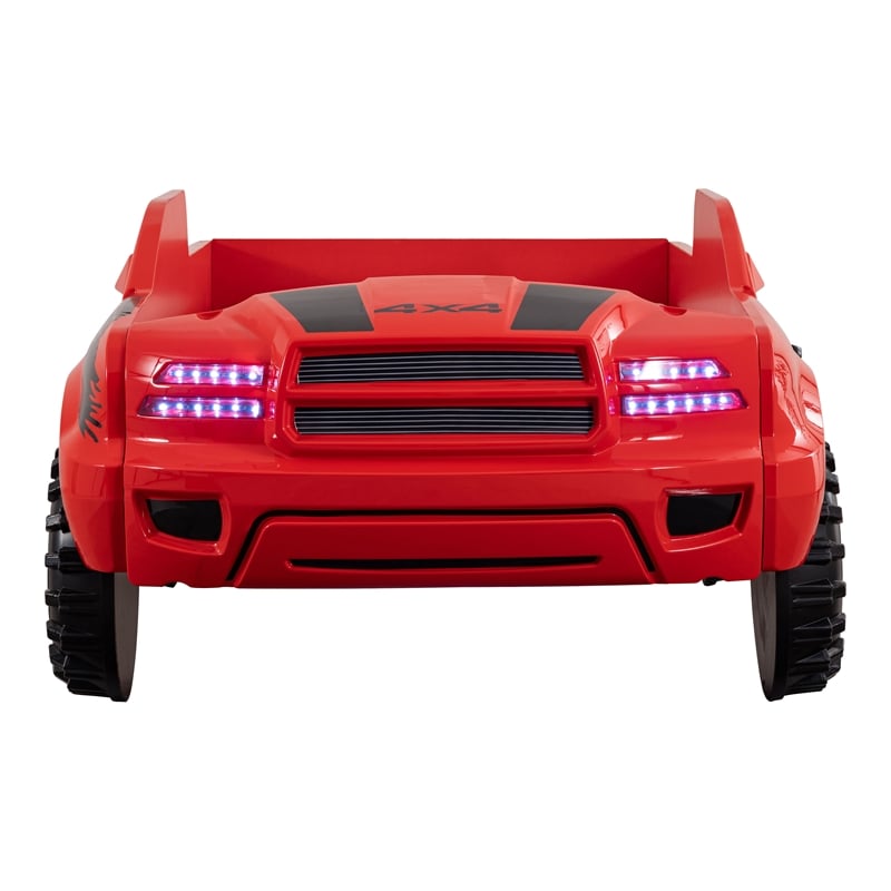 Furniture of America Spela Off-Road Truck Twin Wood Bed in Red