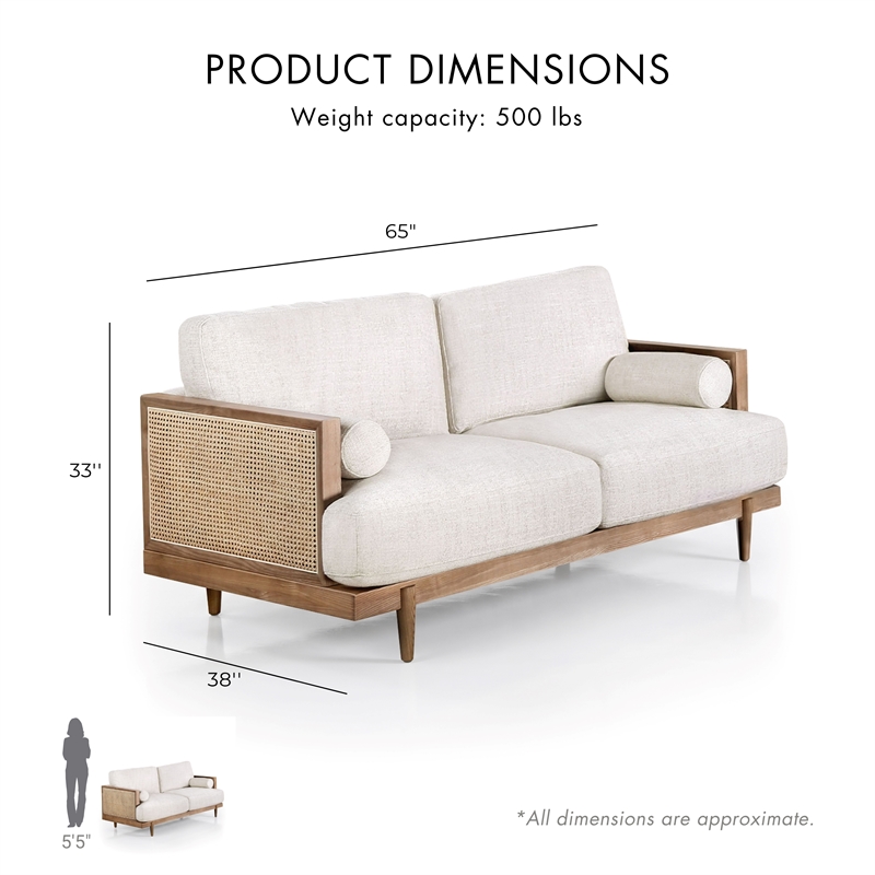 Furniture of America Kanan 2-Piece Solid Wood Sofa Set in Light Oak