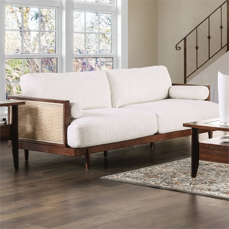 Furniture of America Kanan 2-Piece Solid Wood Sofa Set in Walnut