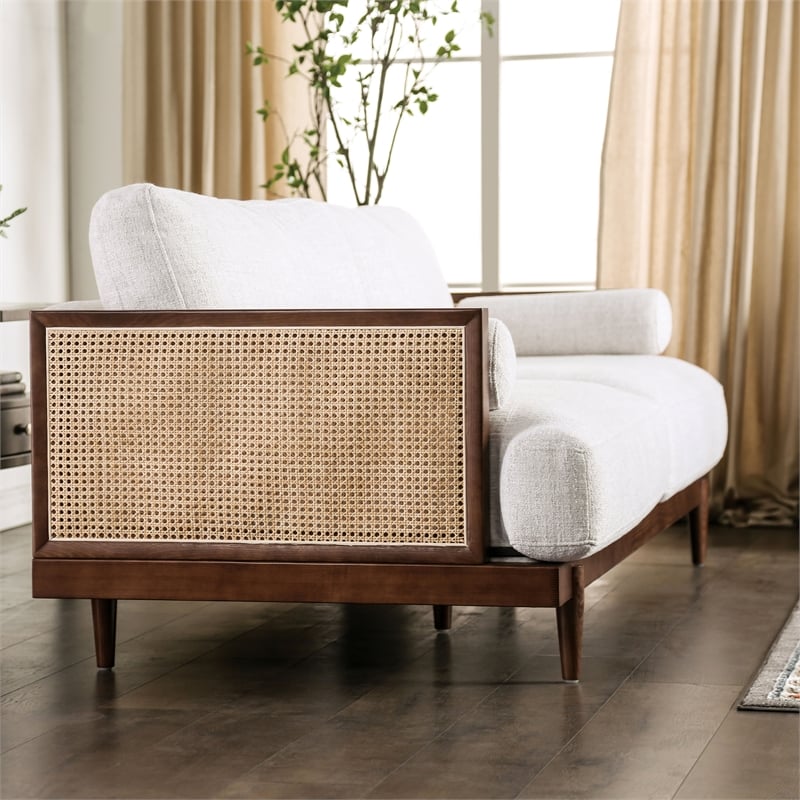 Furniture of America Kanan 2-Piece Solid Wood Sofa Set in Walnut