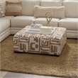 Furniture of America Rena Transitional Chenille Square Ottoman in Ivory and Tan