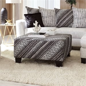 furniture of america rena transitional suede square ottoman in black pattern
