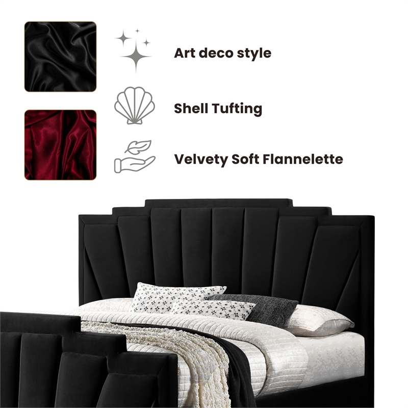 Furniture of America Glanz Glam Fabric Tufted Queen Bed in Black