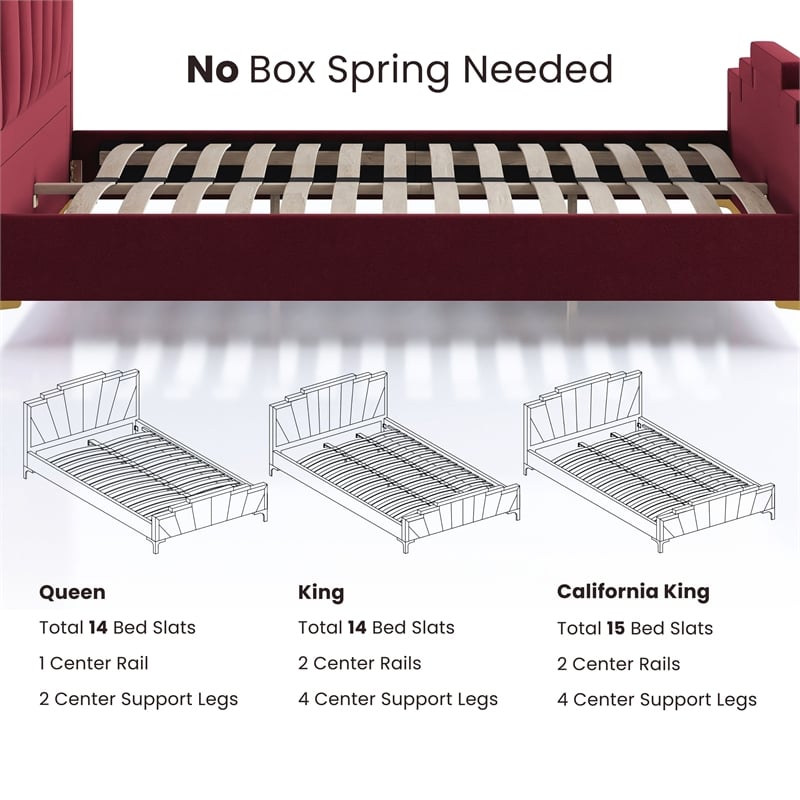 Furniture of America Glanz Glam Fabric Tufted King Bed in Red