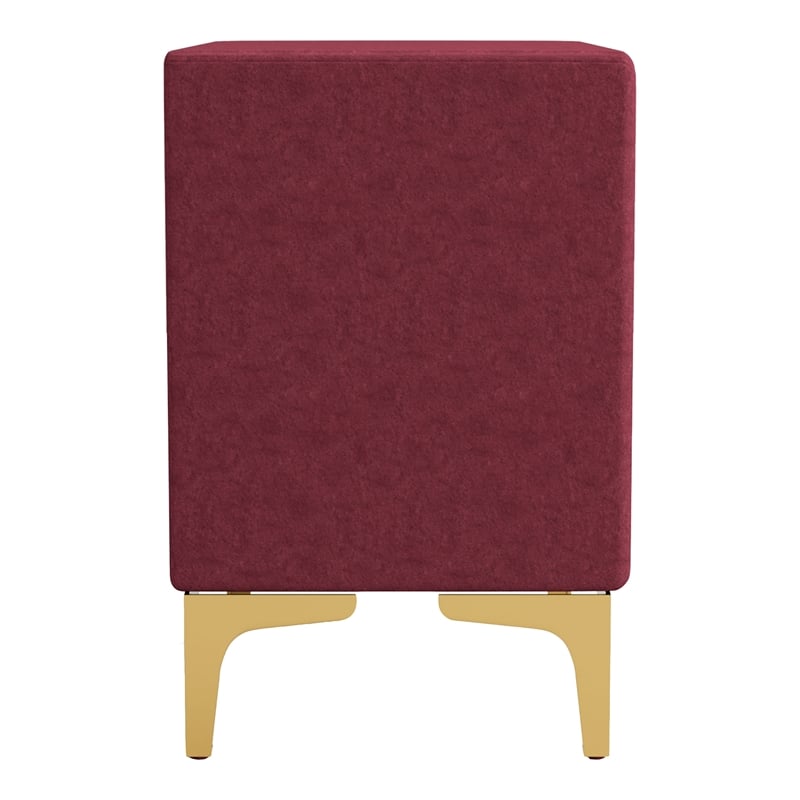Furniture of America Glanz Glam Fabric Upholstered Nightstand in Red