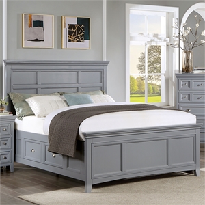 Furniture of America Ender Transitional Wood 2-Drawer King Bed in Gray