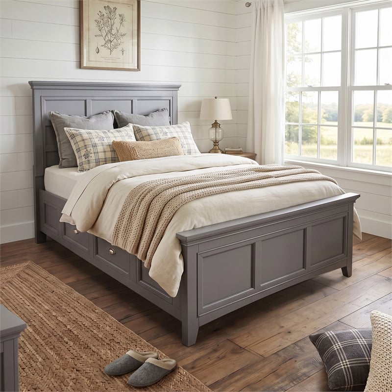 Furniture of America Ender Transitional Wood 2-Drawer Full Bed in Gray