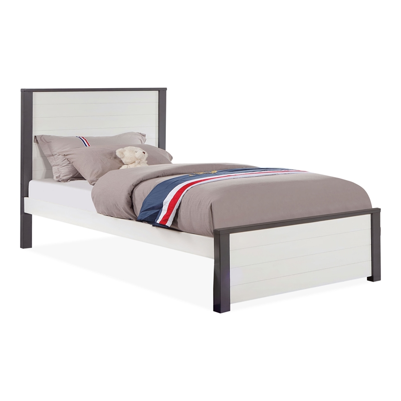 Furniture of America Acres Wood Platform Twin Kid Bed in White and Gray