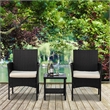 Furniture of America Rass 3-Piece Black Outdoor PE Wicker / Rattan Bistro Set
