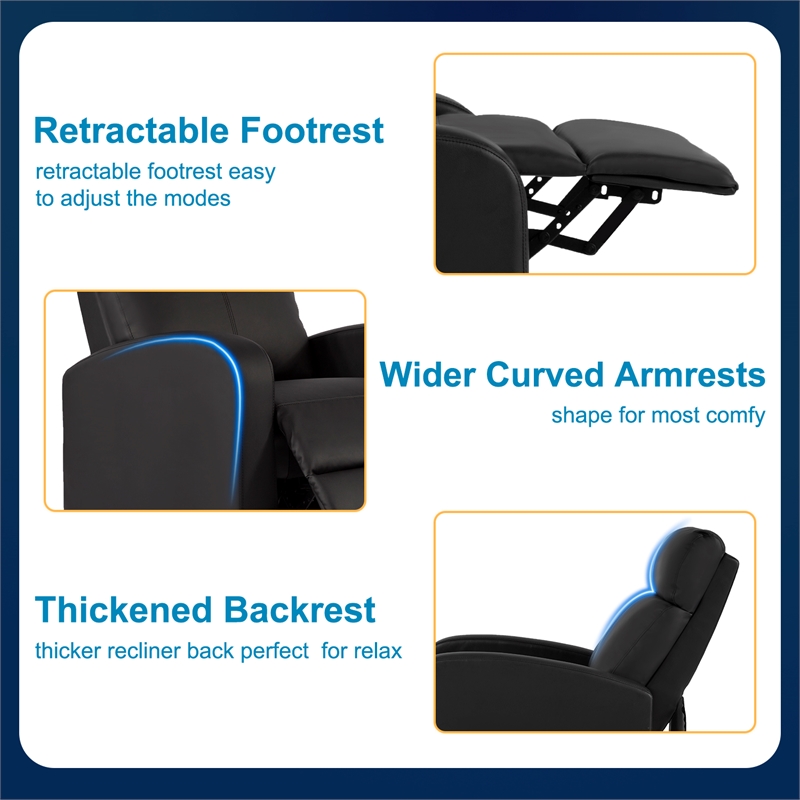 Furniture of America Tidur Faux Leather Massage Recliner Chair in Black