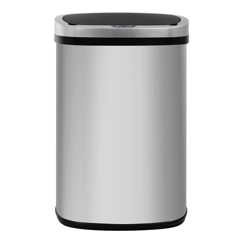 Furniture of America Rena Modern Stainless Steel Kitchen Trash Can in Silver