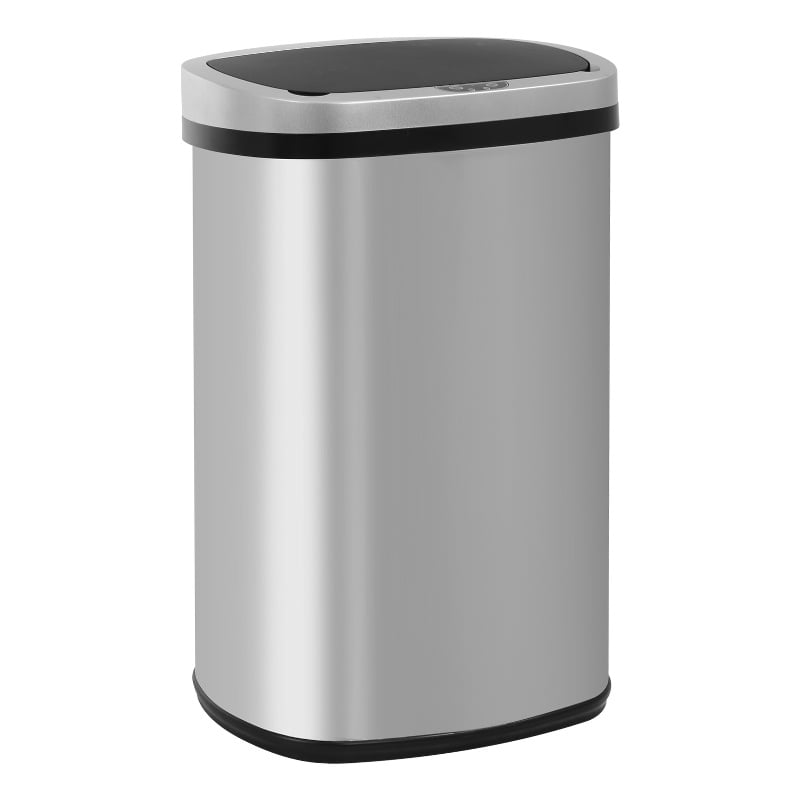 Furniture of America Rena Modern Stainless Steel Kitchen Trash Can in Silver