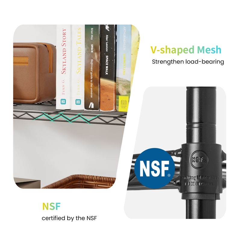 Furniture of America Stada 4-Tier Metal Shelf with Adjustable Height in Black