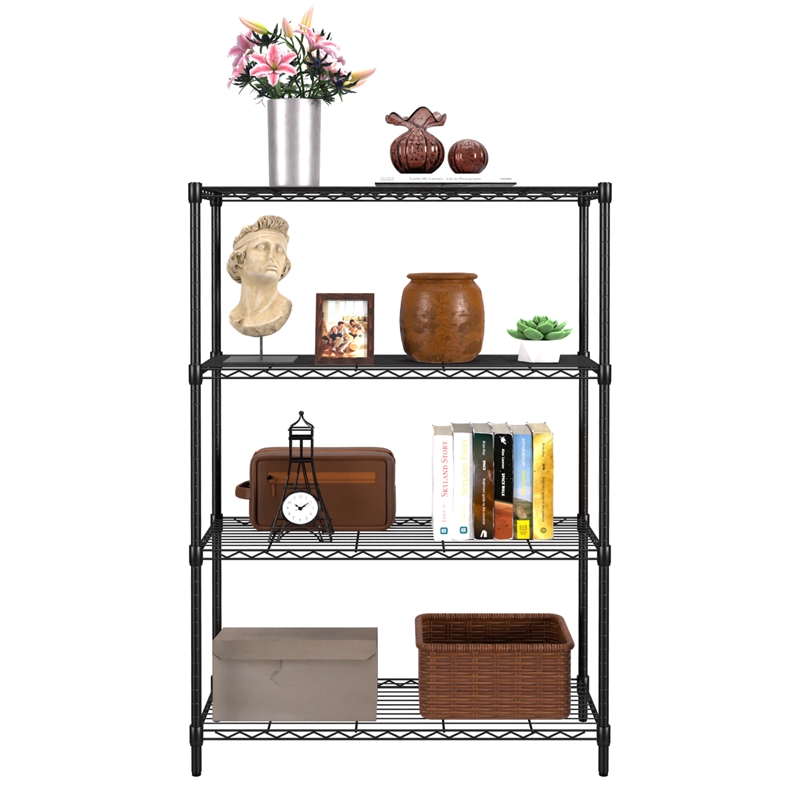 Furniture of America Stada 4-Tier Metal Shelf with Adjustable Height in Black