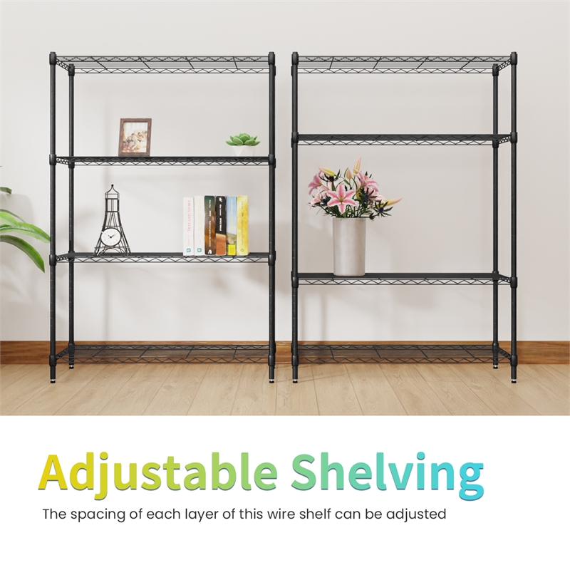 Furniture of America Stada 4-Tier Metal Shelf with Adjustable Height in Black