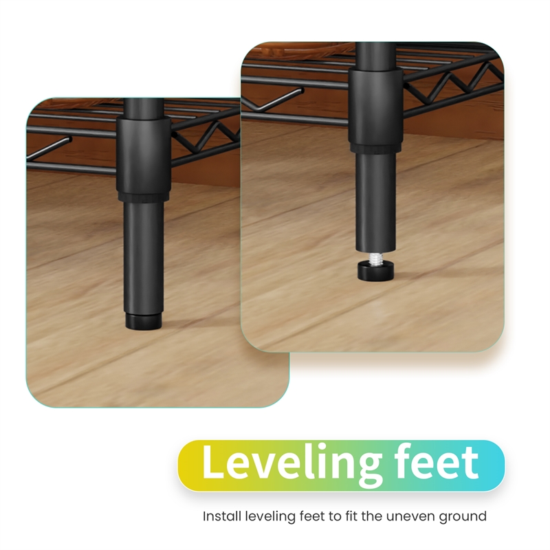 Furniture of America Stada 4-Tier Metal Shelf with Adjustable Height in Black