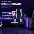 Furniture of America Spel Faux Leather & Metal Gaming Desk Chair in Black