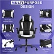 Furniture of America Spel Faux Leather & Metal Gaming Desk Chair in Black