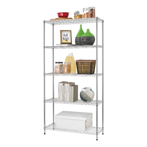 Furniture of America Stada 5-Tier Metal Shelf with Adjustable Height in Chrome
