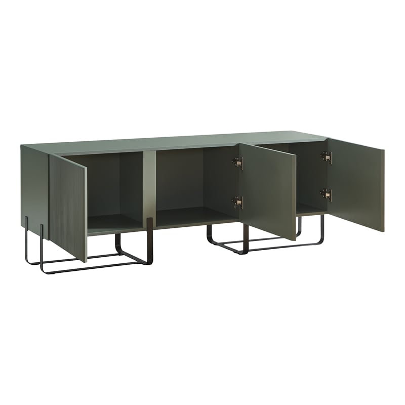 Furniture of America Haft Modern Wood 3-Cabinet TV Stand in Sage Green