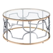 Furniture of America Sol Glass Top 3-Piece Coffee Table Set in Chrome and Gold