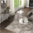 Furniture of America Sol Glass Top 3-Piece Coffee Table Set in Chrome and Gold