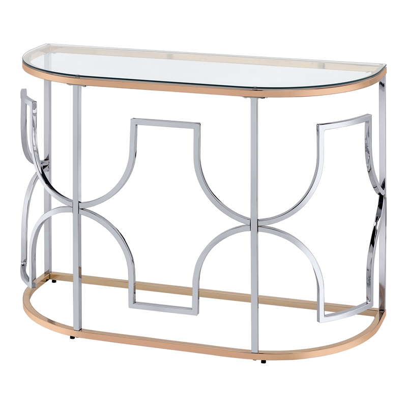 Furniture of America Sol Glass Top 3-Piece Coffee Table Set in Chrome and Gold