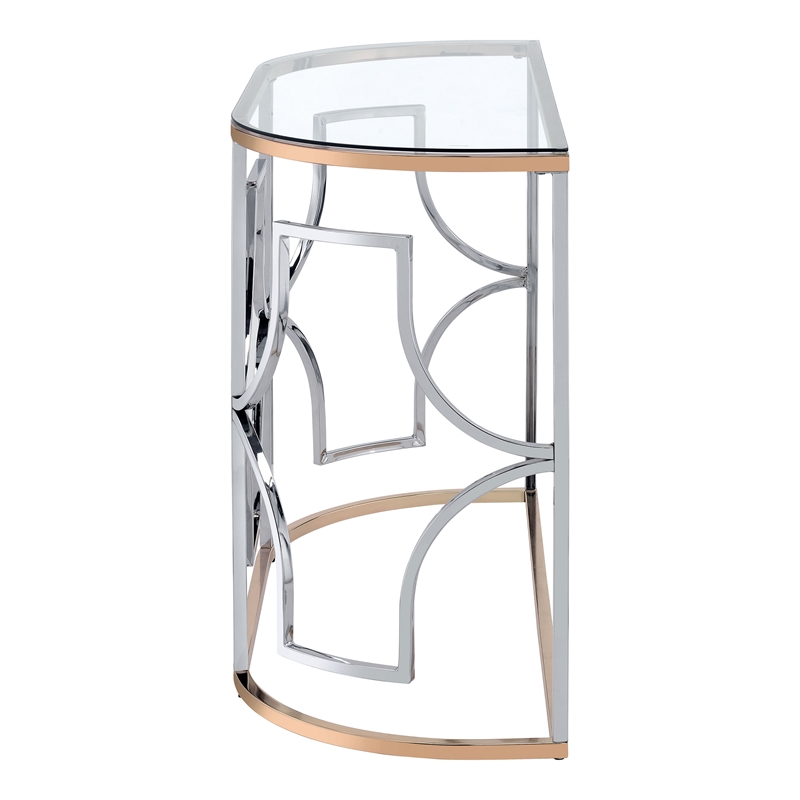 Furniture of America Sol Glass Top 3-Piece Coffee Table Set in Chrome and Gold